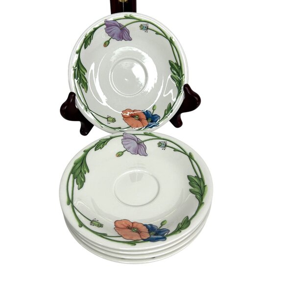 Villeroy & Boch Amapola Vitro Porcelain Saucer Set Of 5 6.5" - Picture 1 of 9